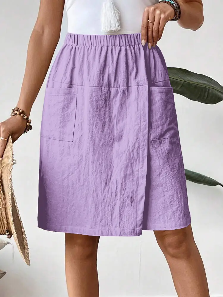Solid Color Multicolor Pocket Ladies Casual Pants