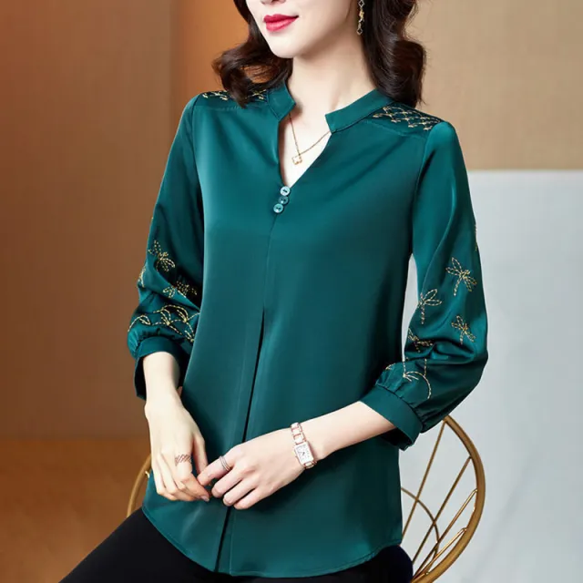 Women's Thin Short Sleeve Western Style Chiffon Shirt Green - Shop at LoveMi