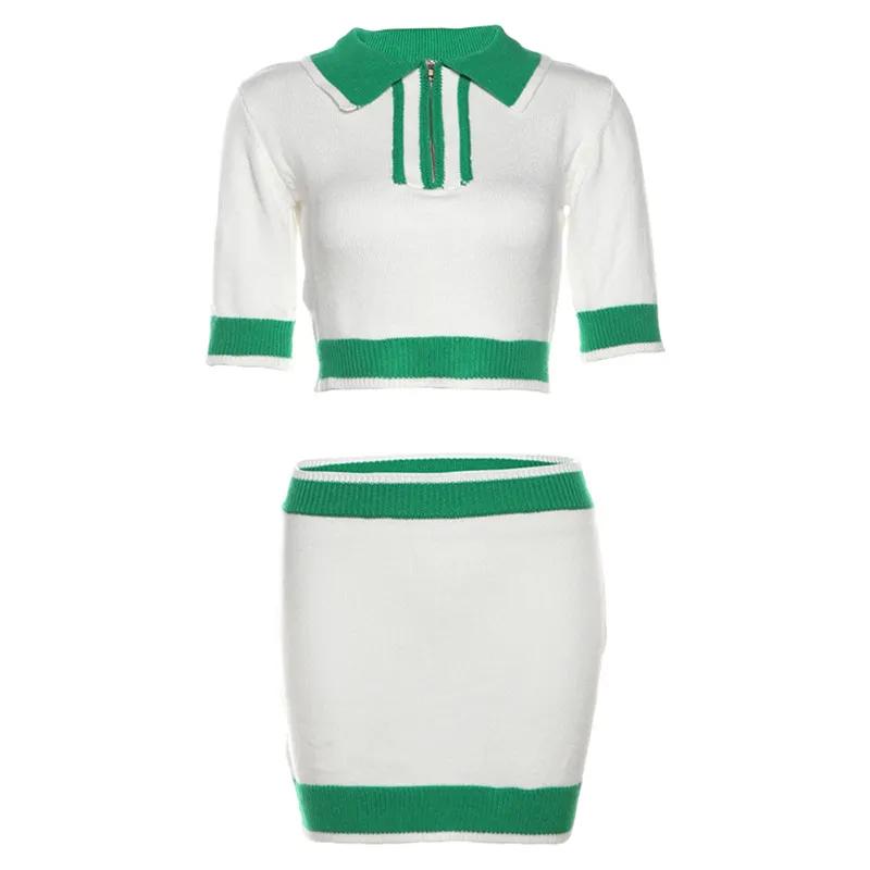 Hip-wrapped Skirt Outfit Women - Green