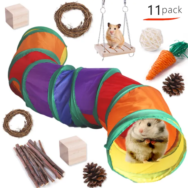Pet Rabbit Guinea Pig Parrot Playing Molar Wooden Supplies Combination B92130 11Pieces 2Style - Shop at LoveMi