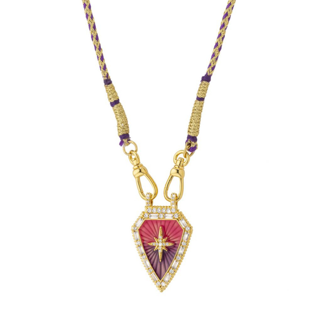 Fashion Color Tarot Necklace Simple Drop Oil Zircon Pendant Gold Plated
