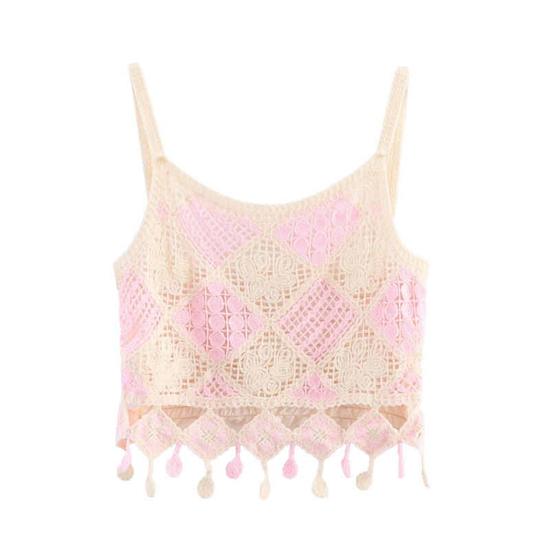 Hollow-out Design Sense Niche Crocheted Camisole Top