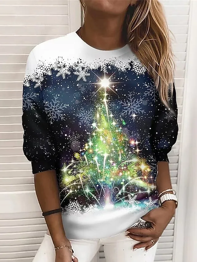 Autumn And Winter New Fashion Christmas Long sleeved Sweater Navy Blue - Shop at LoveMi