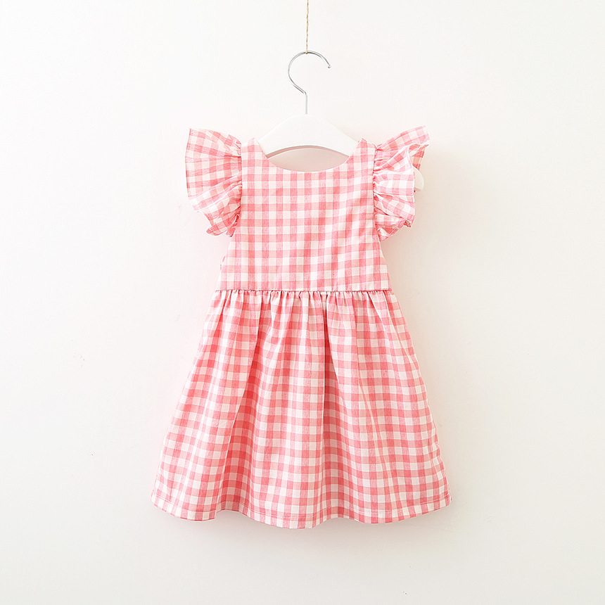 Title 10, Bowknot plaid princess dress with backless desi...