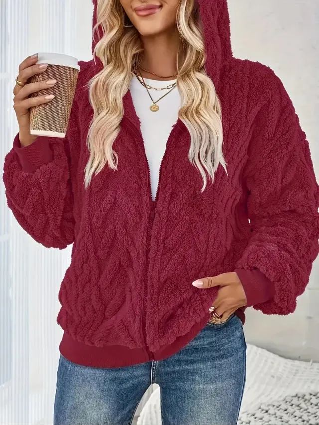 European And American Imitation Wool Women's Coat Elegant Commuting Red - Shop at LoveMi