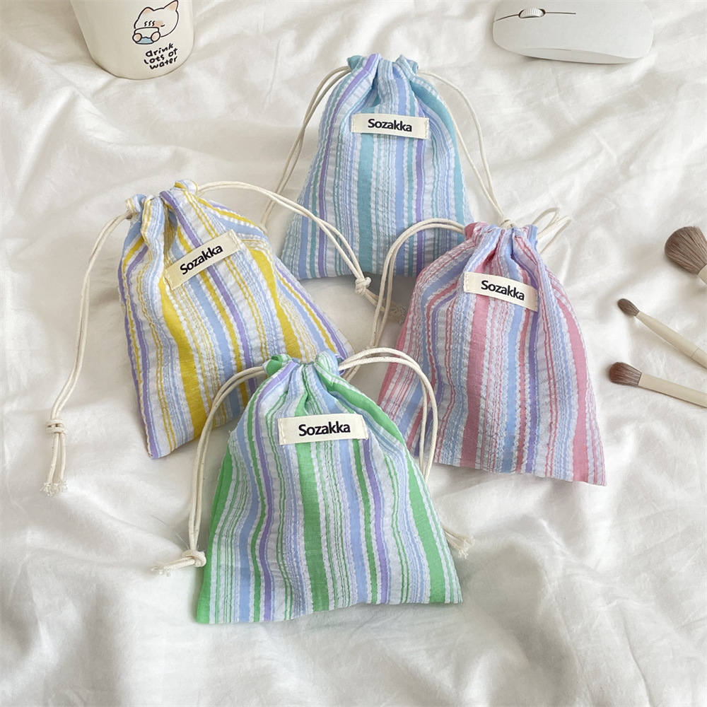 Title 2, Pleated Stripes Drawstring Pull String Buggy Co...