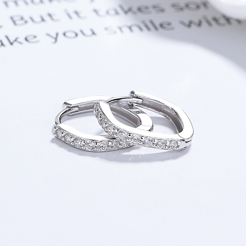 S925 Sterling Silver Simple Fashionable All-match Temperament Gang Drill Earrings