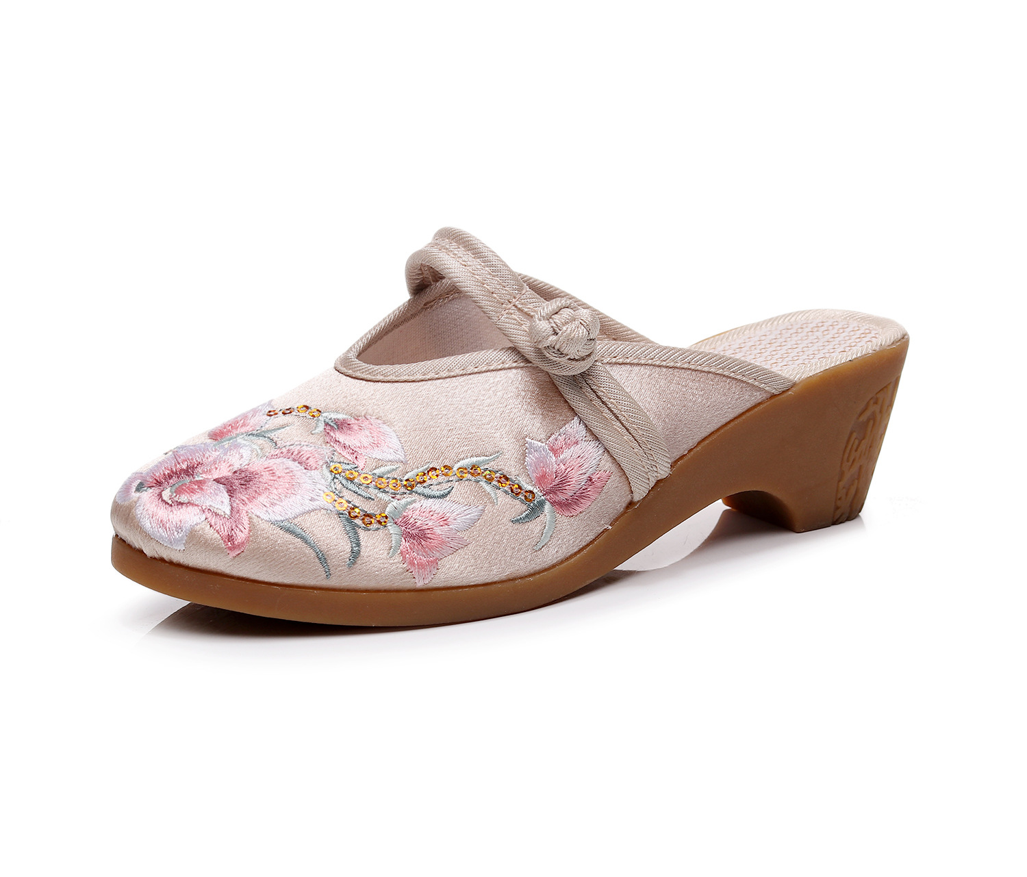 Floral Slippers Beige