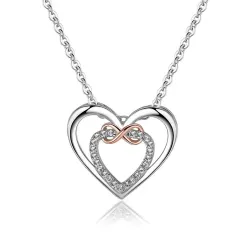 Heart-shaped Two-colour Infinite 8-shaped Rhinestone Spring Necklace - Love Necklace - View 1