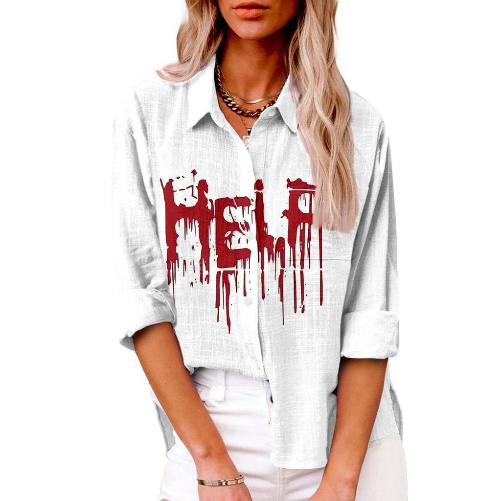 Autumn Printed Women's Long Sleeve Shirt