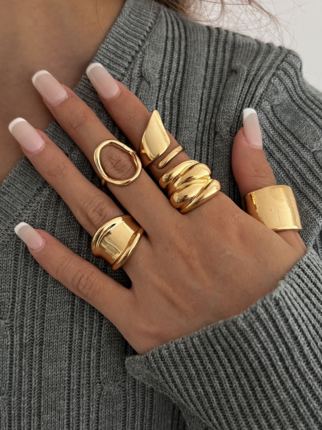 Ins Cold Wind Irregular Geometric Open Ring