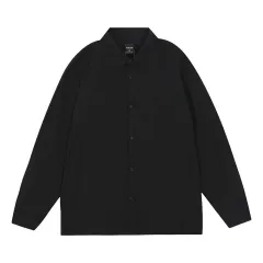 Loose And Simple National Fashion Design Sense Lapel Embroidery Cardigan Shirt - Black - View 1