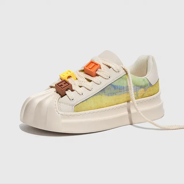 New Shell Toe Breathable Versatile Casual Sneakers Couple Style Oil Painting 38 - Shop at LoveMi
