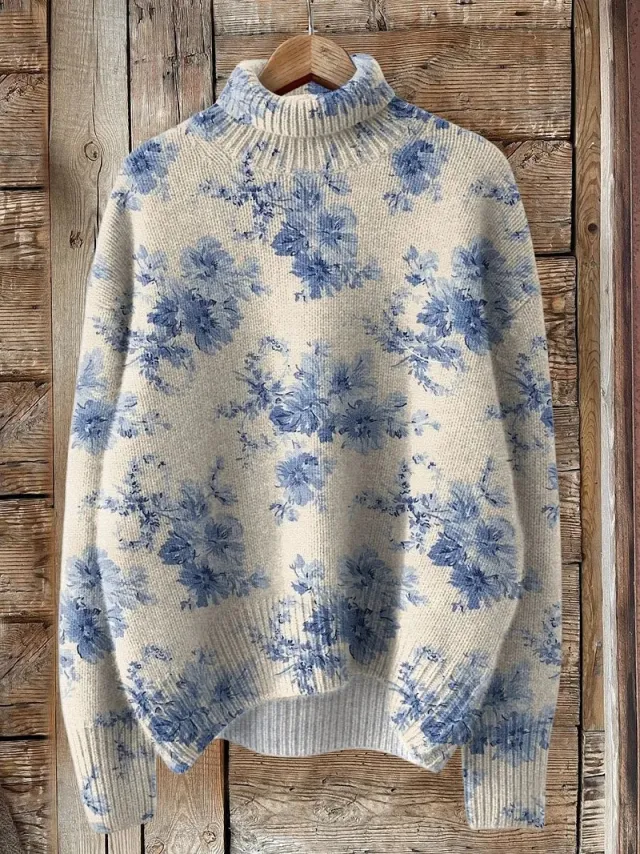 Women's New Floral Print Pullover Sweater 9Style - Shop at LoveMi