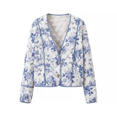 Loose Printed Thin Cotton Coat Jacket - View 1