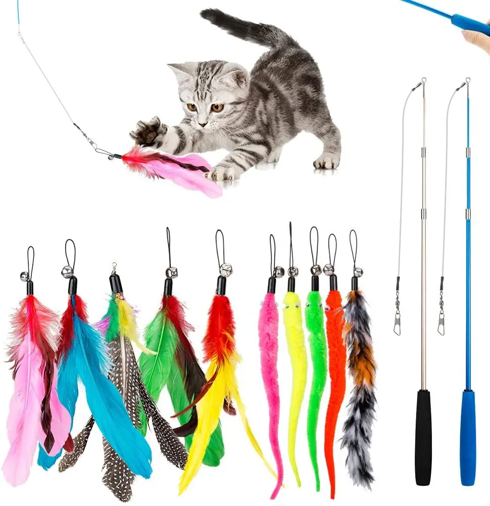 Cat Toy Teaser Feather Handheld Three Sections