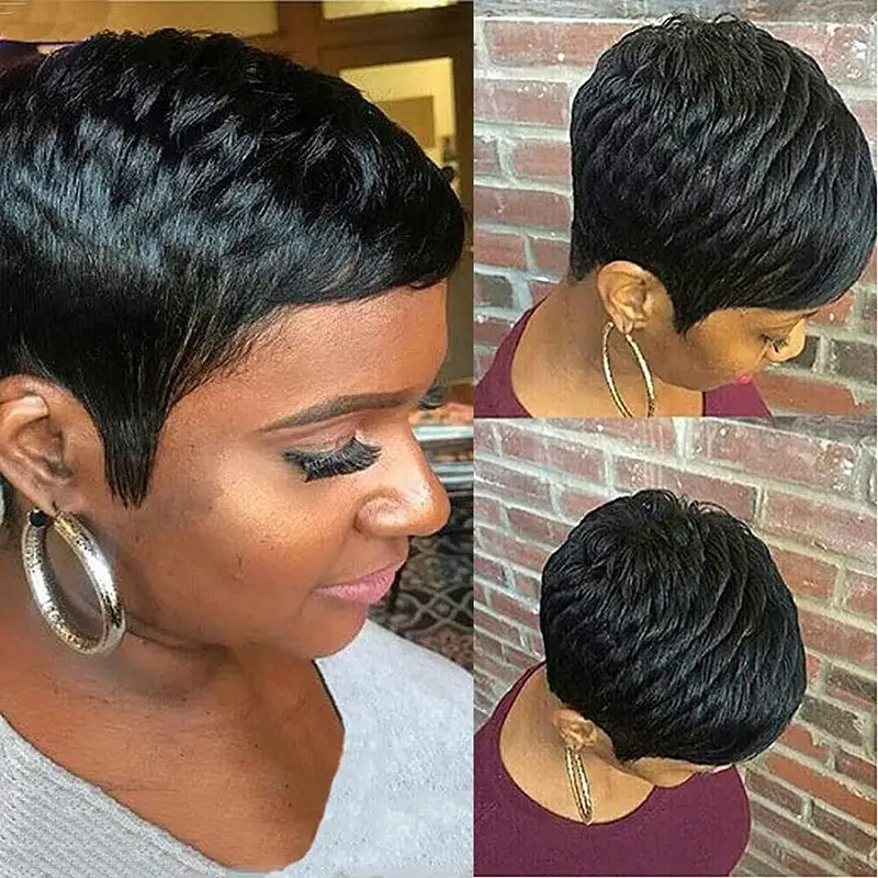 European And American-style Women's Short Black Wig