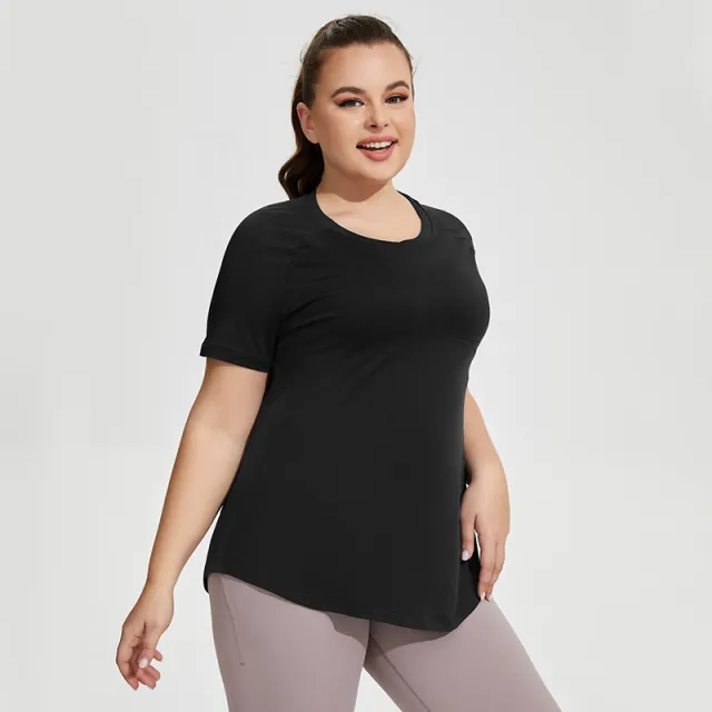 Large Size Long Thigh length Thin Yoga Wear Mesh Beautiful Back Tank top Black - Shop at LoveMi