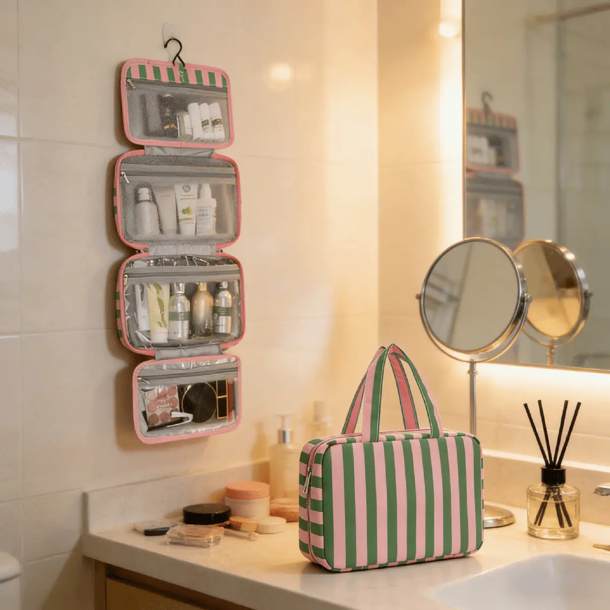 Four-Fold Portable Striped Large-Capacity Organizer