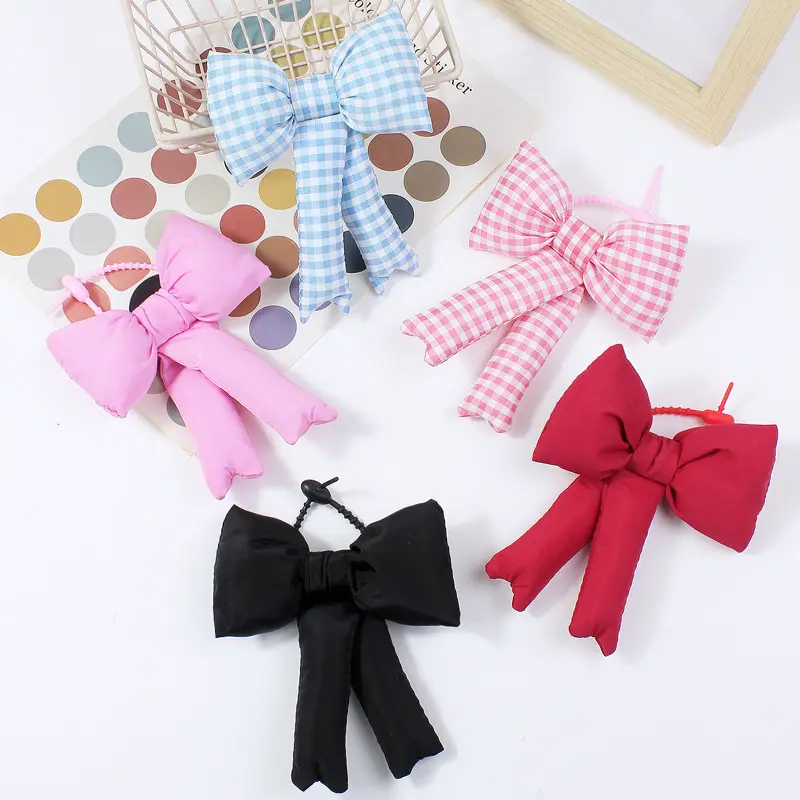 Fabric Plaid Bowknot Bag Pendant Accessory