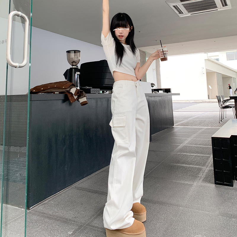 American Light White Jeans Women's Spring New Casual