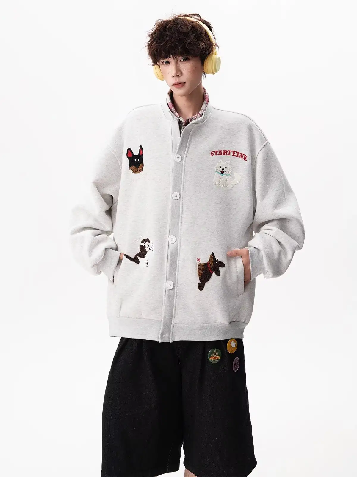 Men's Loose Casual Crew-Neck Couple Jacket Top