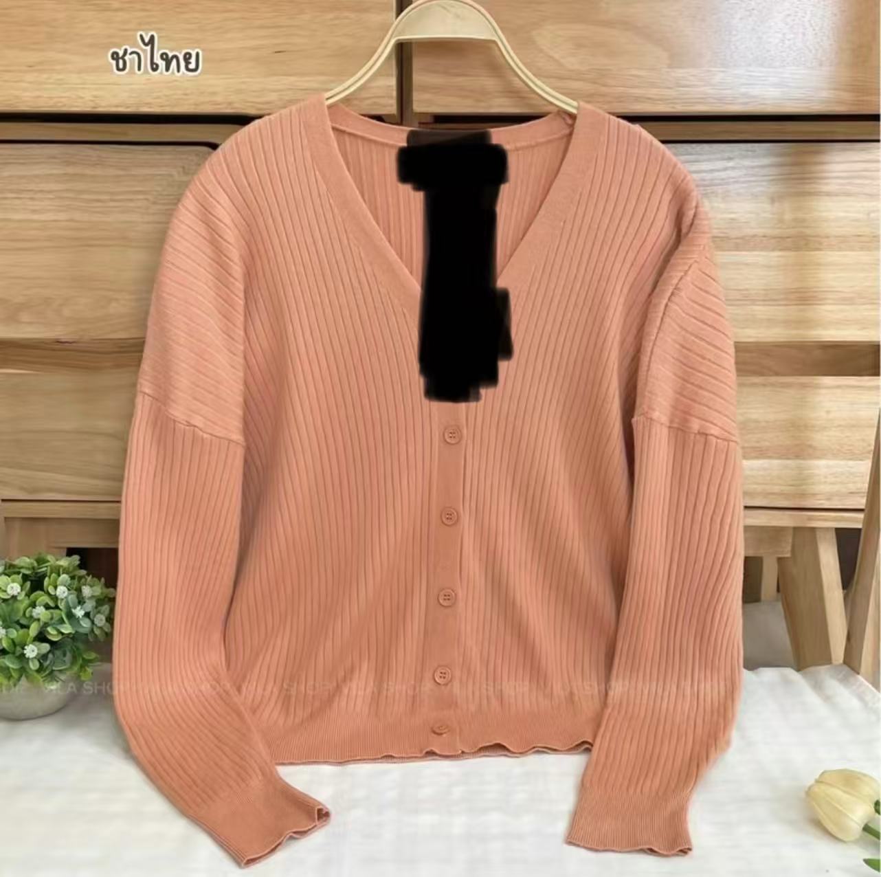 V neck Sweater Sweater Thin Cardigan Jacket Top For Women Light Pink - Shop at LoveMi