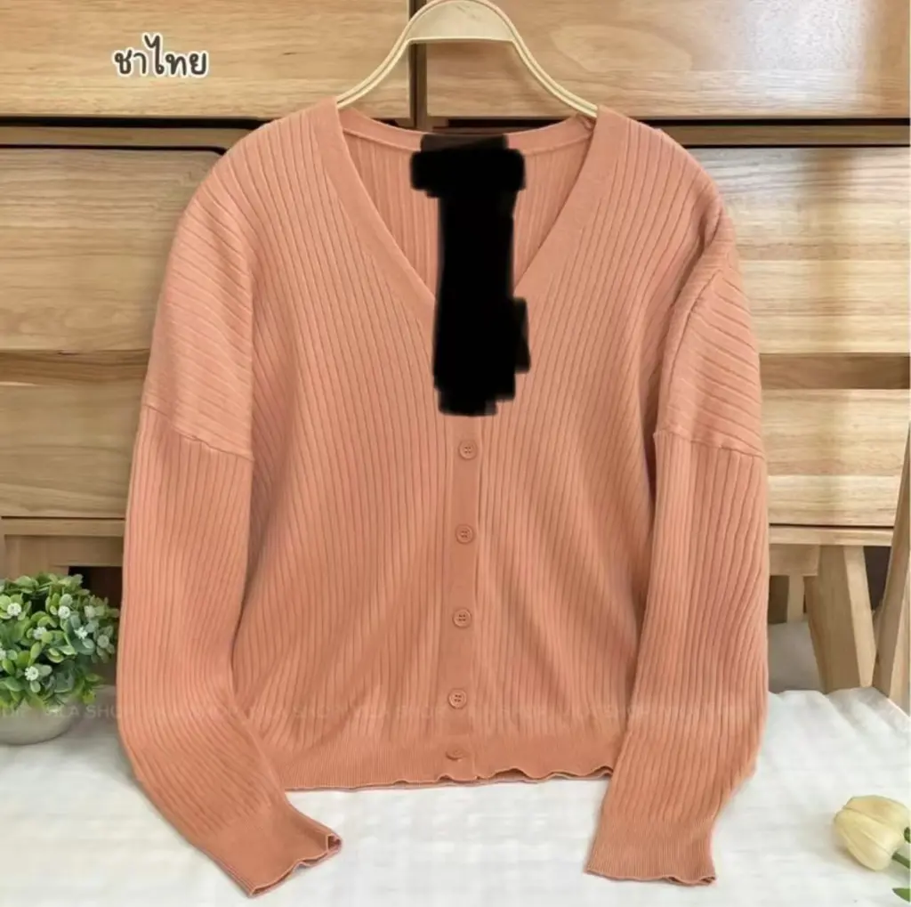 V-neck Sweater Sweater Thin Cardigan Jacket Top For Women - Light Pink