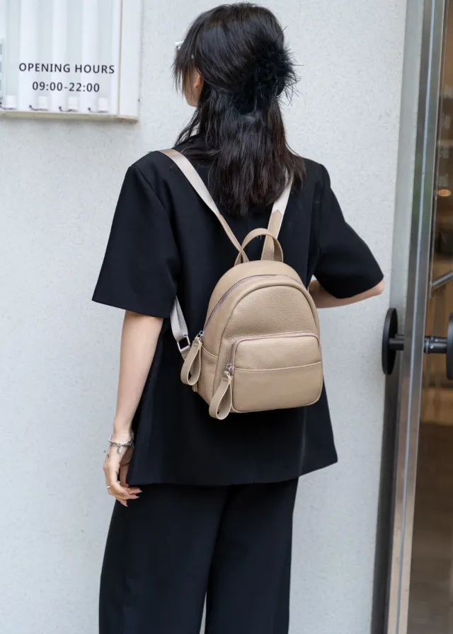 Women's All match Simple Commute Travel Leather Backpack Gray - Shop at LoveMi