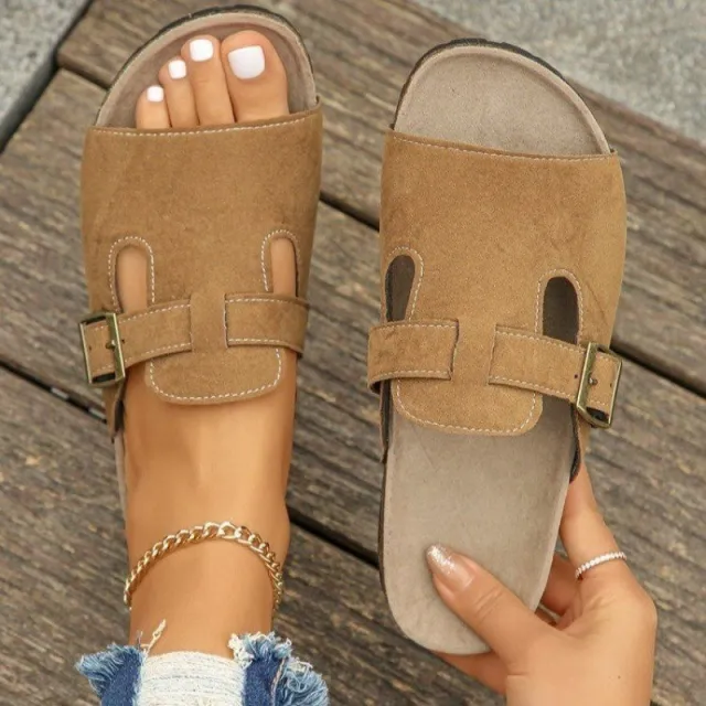 Plus Size Suede Belt Buckle Women's Shoes Platform Brown - Shop at LoveMi