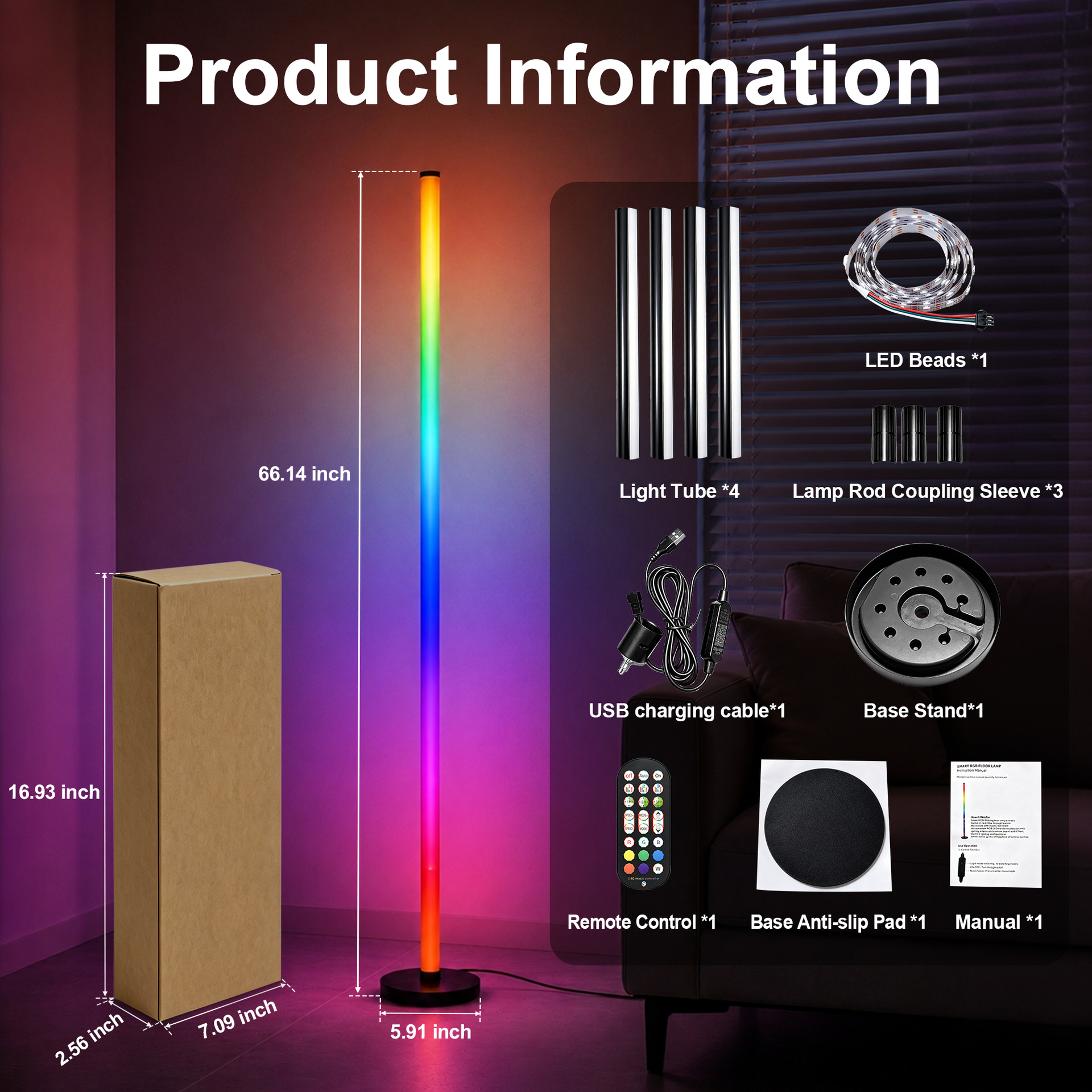 Iluminat ambiental panoramic controlat inteligent cu un efect dinamic de schimbare a culorii