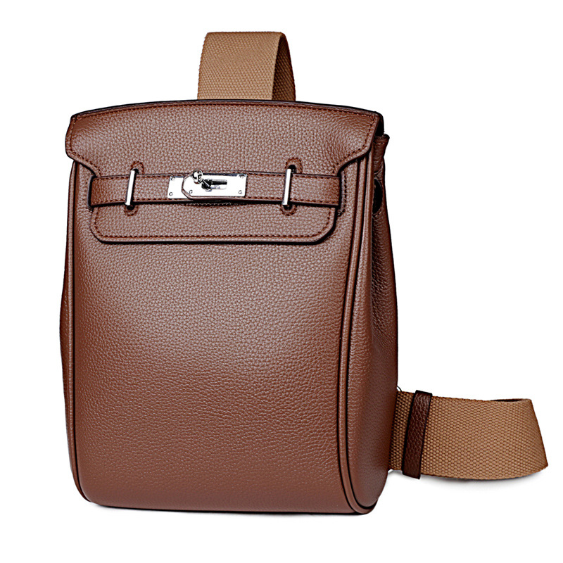 Mens Sleek Minimalist Crossbody Bag Lightweight And Solid-colored