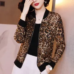 Women's Long-sleeved Zipper Baseball Jacket Temperament Youthful-looking - Leopard - View 1