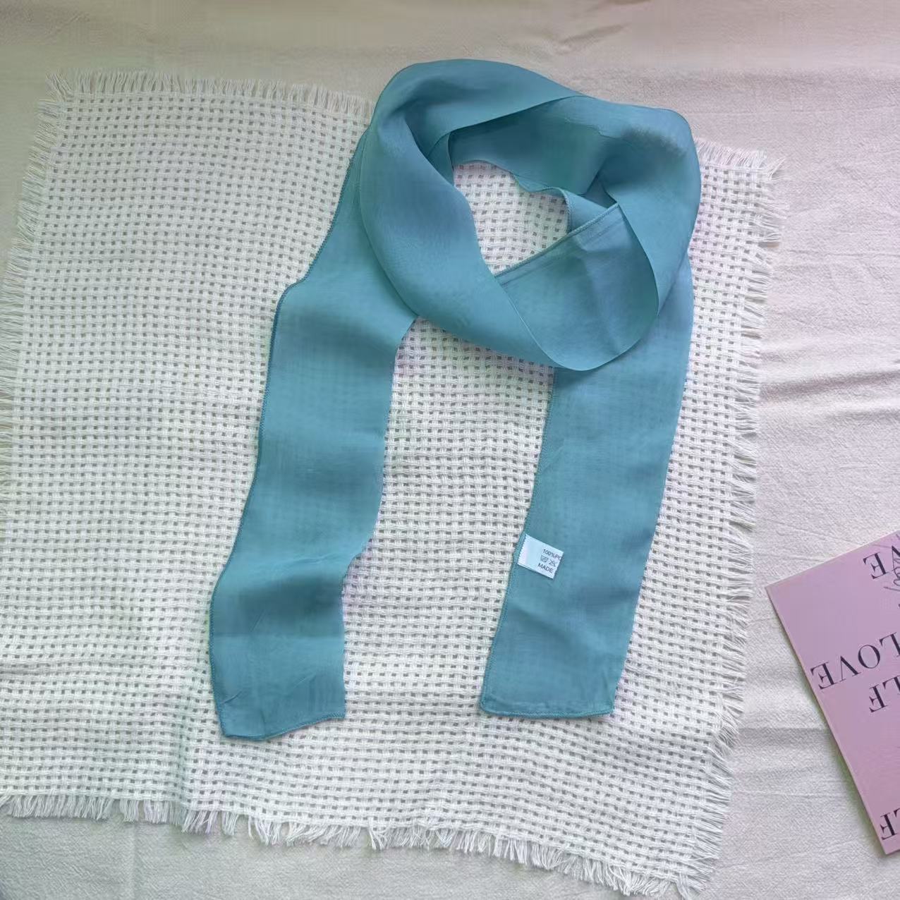 Solid-color Chiffon Long Scarf Bag Accessory