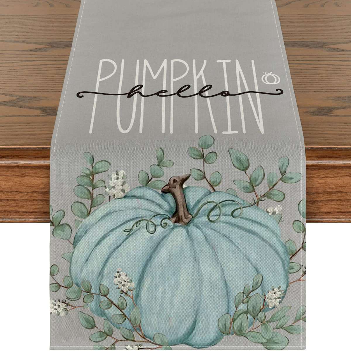 Thanksgiving Pumpkin Printed Linen Table Runner (1