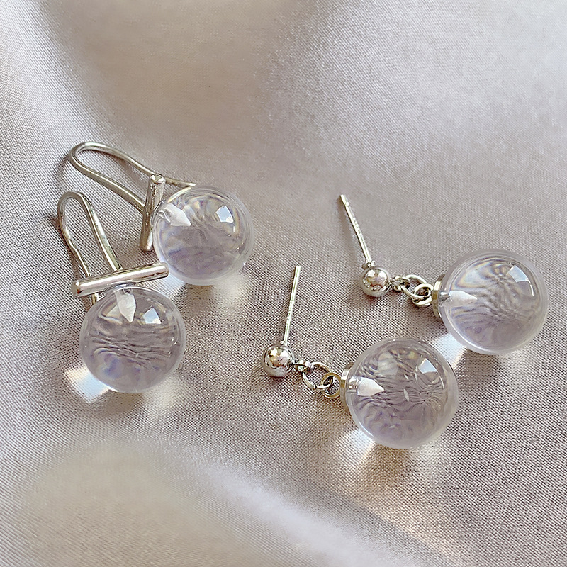 Fashion Clear Stud Earrings Female Niche