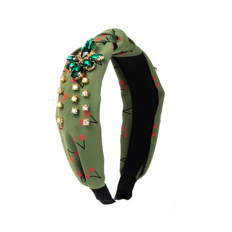 Cherry Print Mid knot Headband Temperament Wild Headwear Green - Shop at LoveMi