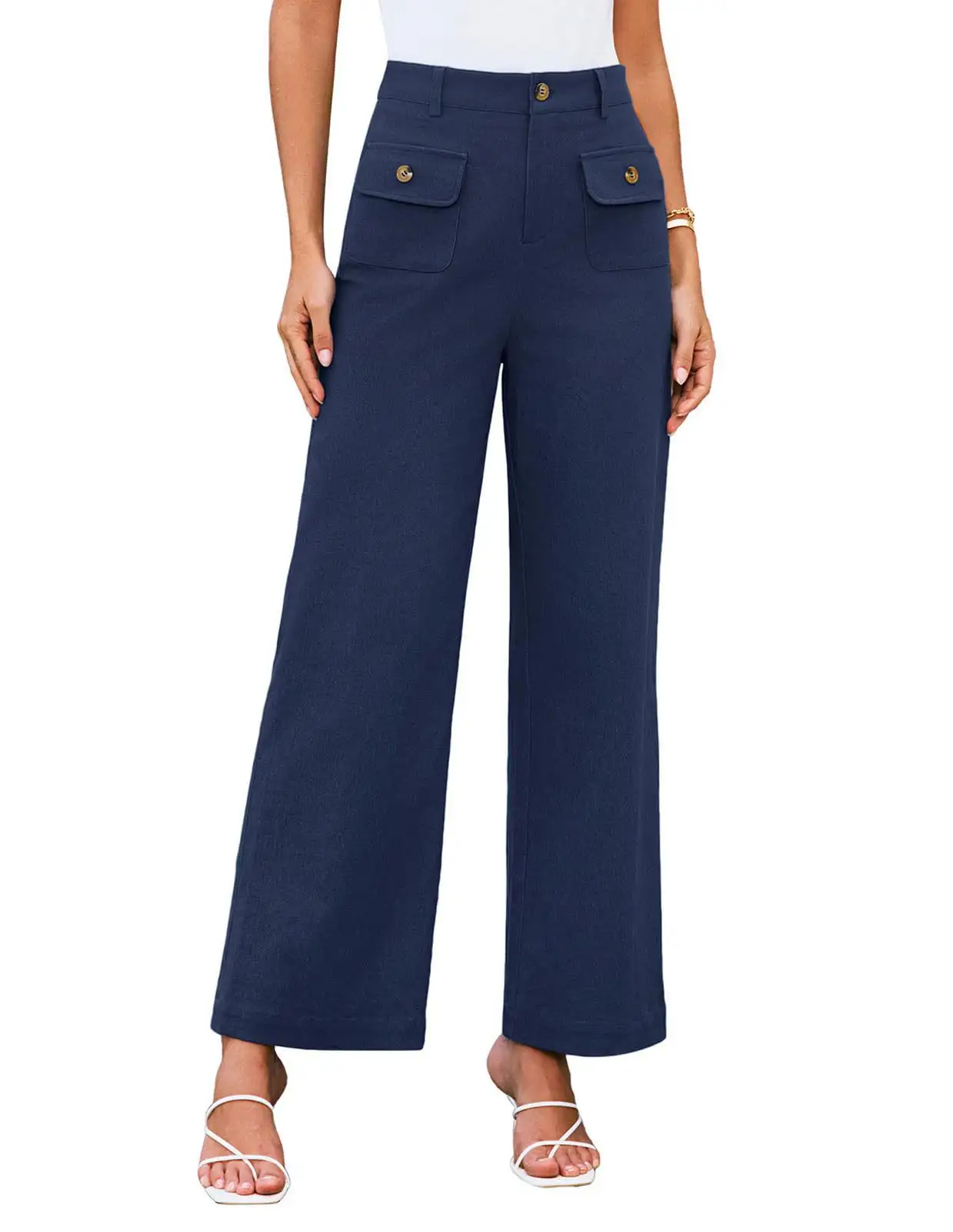 Women's High Waist Wide Leg Pants Stretch Casual Pants