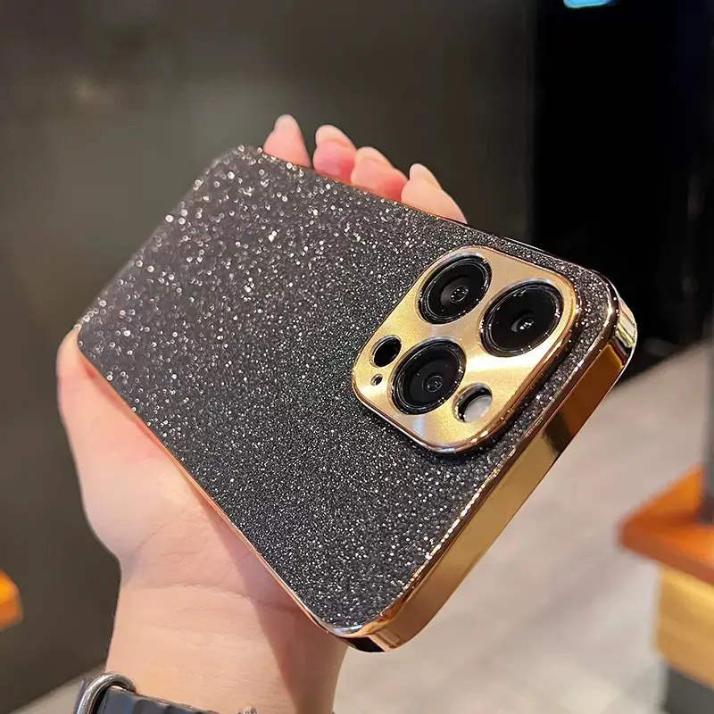 Electroplated Star Diamond Glitter Phone Case Metal CD Pattern Protective Cover