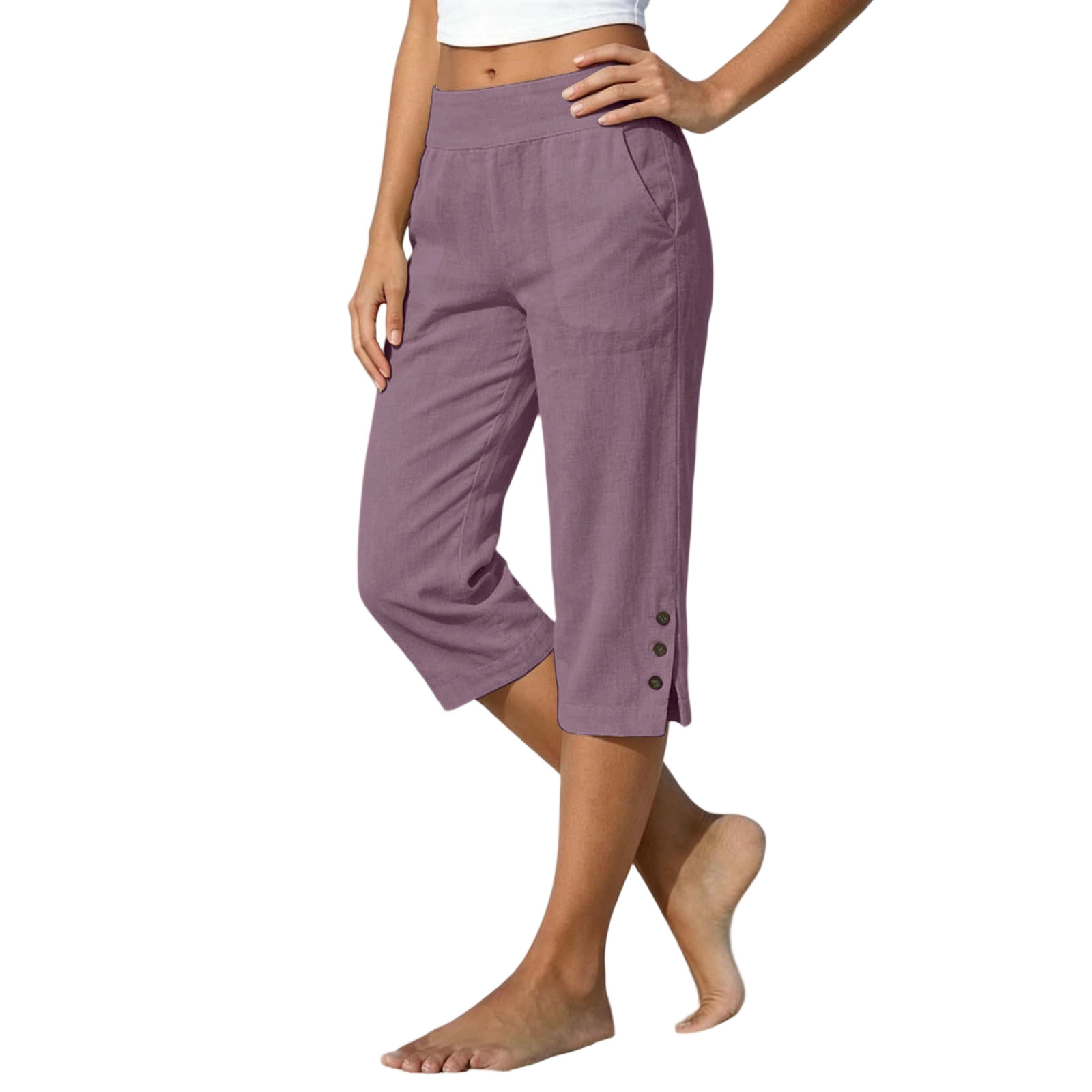 Women's high-waist cropped pants – white colorway clean polished look