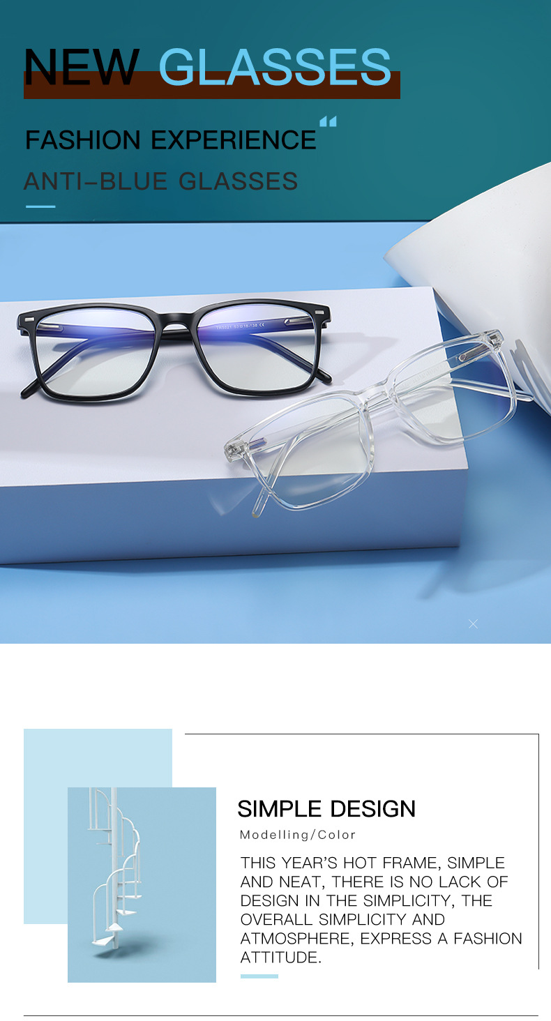 Title 1, TR90 Spring Leg Square Blue Light Blocking Glasses