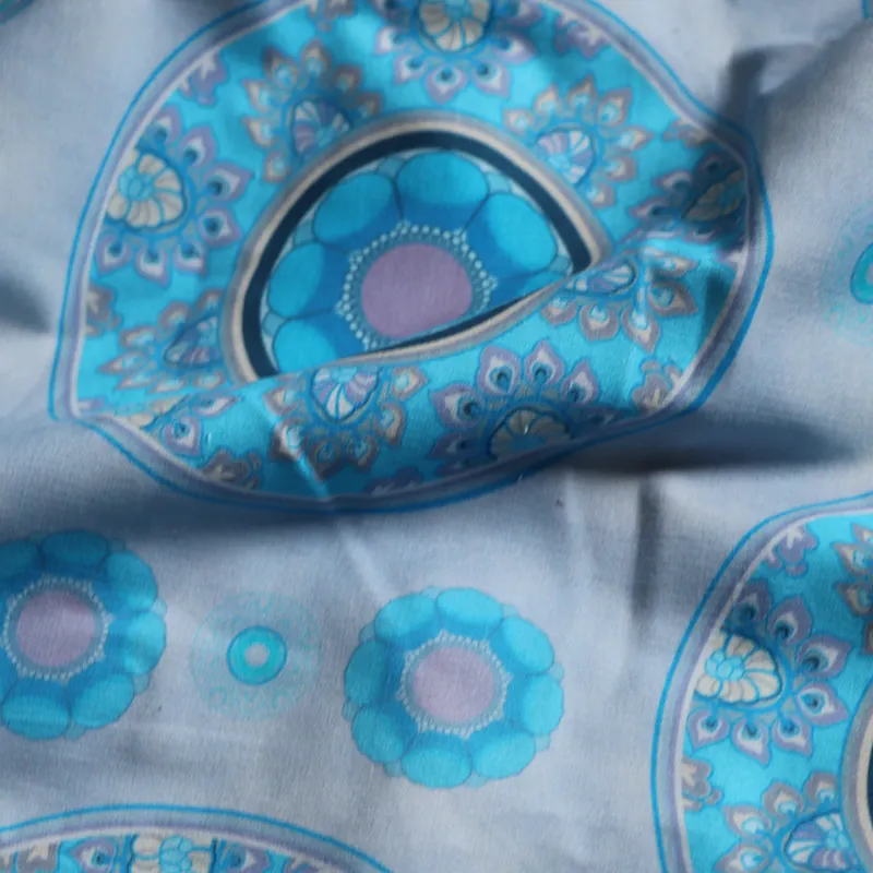 Corduroy Digital Printing Fabric Autumn And Winter Dress Shirt Coat - Blue