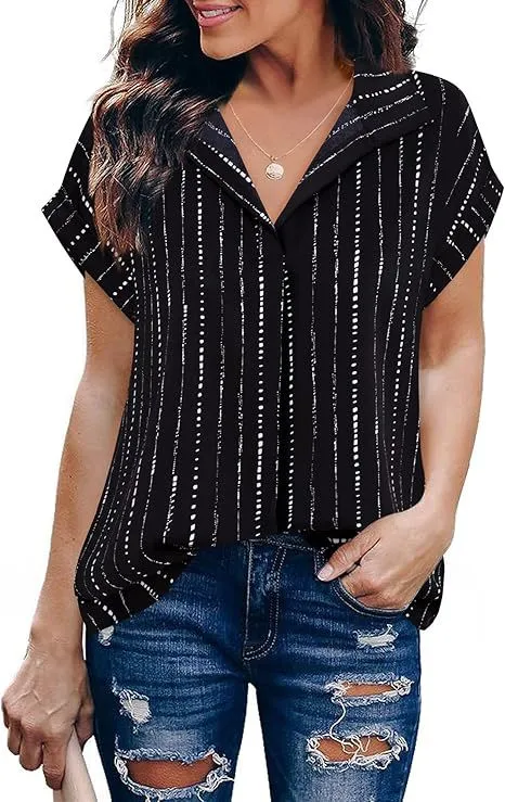 Casual All matching Fashion Trend Stripes Women's Shirt Top Black - Shop at LoveMi