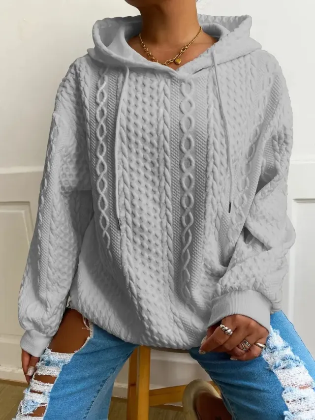 Women's Fashion Twist Pocket Hooded Top Sweater Gray - Shop at LoveMi