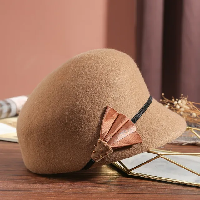 Autumn Winter Vintage Top Hat Female Fashion Small Equestrian Camel - Shop at LoveMi