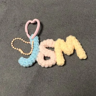 Homemade Wool Crochet Letter Pendant Keychain Material Package Blue Pink Yellow - Shop at LoveMi