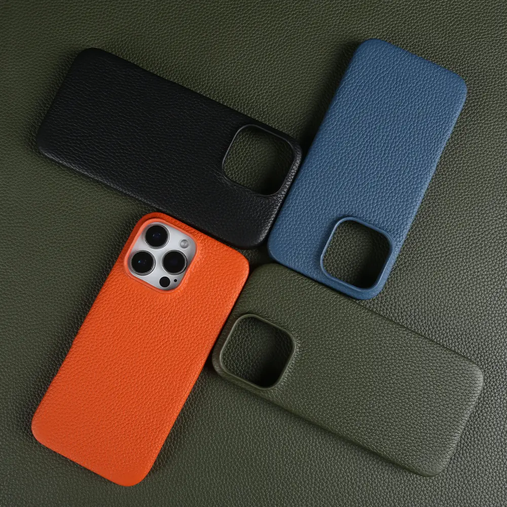 Lychee-pattern Genuine Leather Phone Case
