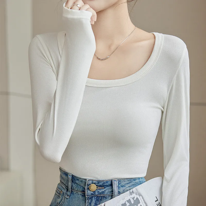 Inner Wear Early Autumn Popular Modal T-shirt Slimming Top - White