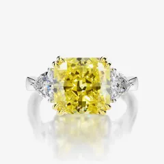 European And American High-carbon Diamond Ring Ice Flower Cut - Gold Yellow Diamond - View 1