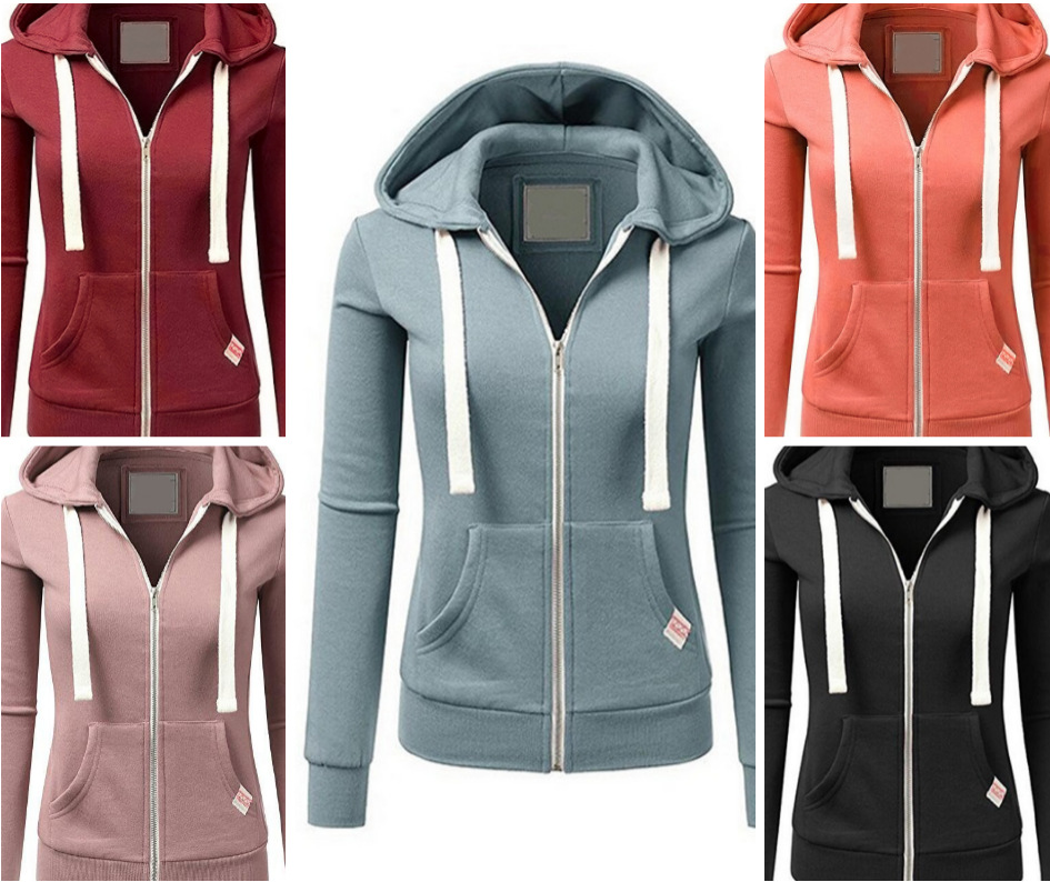 Womens Casual Sporty Cardigan With Zipper Hooded Sweatshirt
